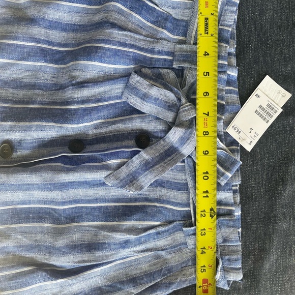 Linen blend blue striped skirt. - Picture 8 of 10